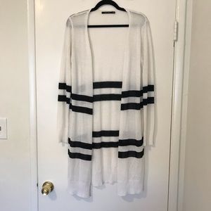 Open Weave Striped Cardigan